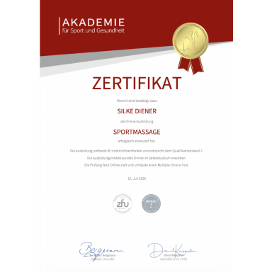 Zertifikat Sportmassage