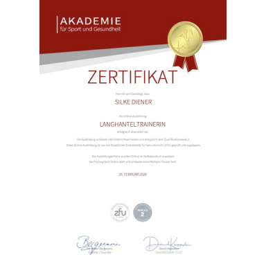 Zertifikat Langhanteltrainerin